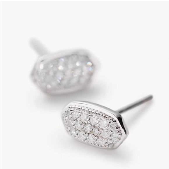 Kendra Scott 14k white gold diamond Amelee stud earrings - Picture 9 of 13